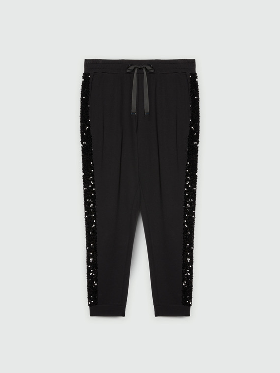 Pantalon jogger avec bords en paillettes