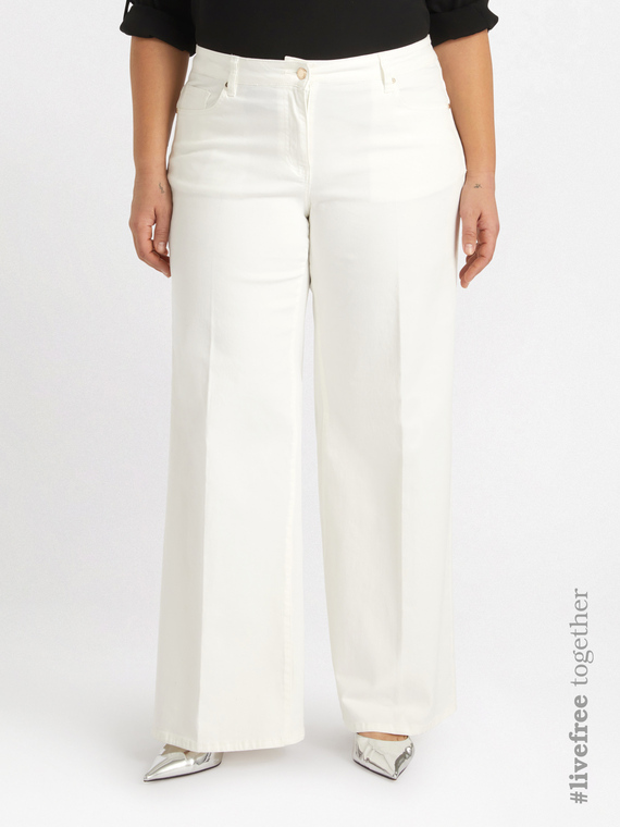 Pantaloni wide leg in cotone