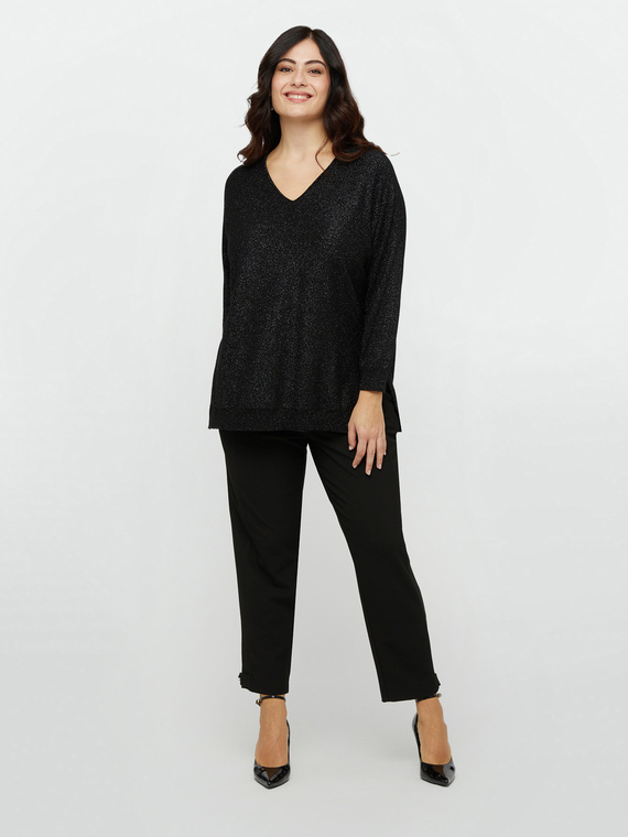 Lurex sweater with V-neck