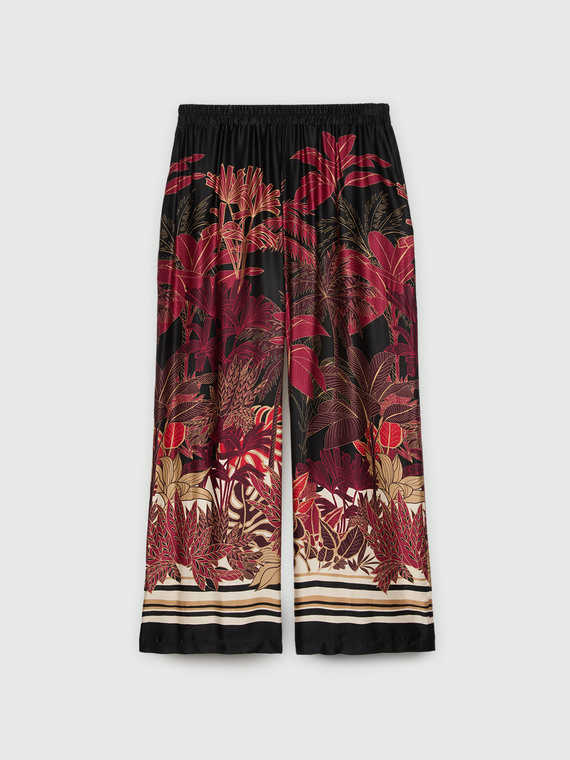 Pantaloni stampa foliage burgundy