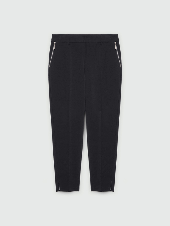 Straight-leg trousers with zipper