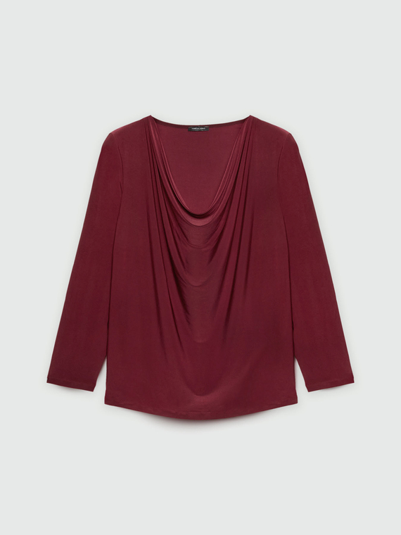 T-shirt with cowl neck