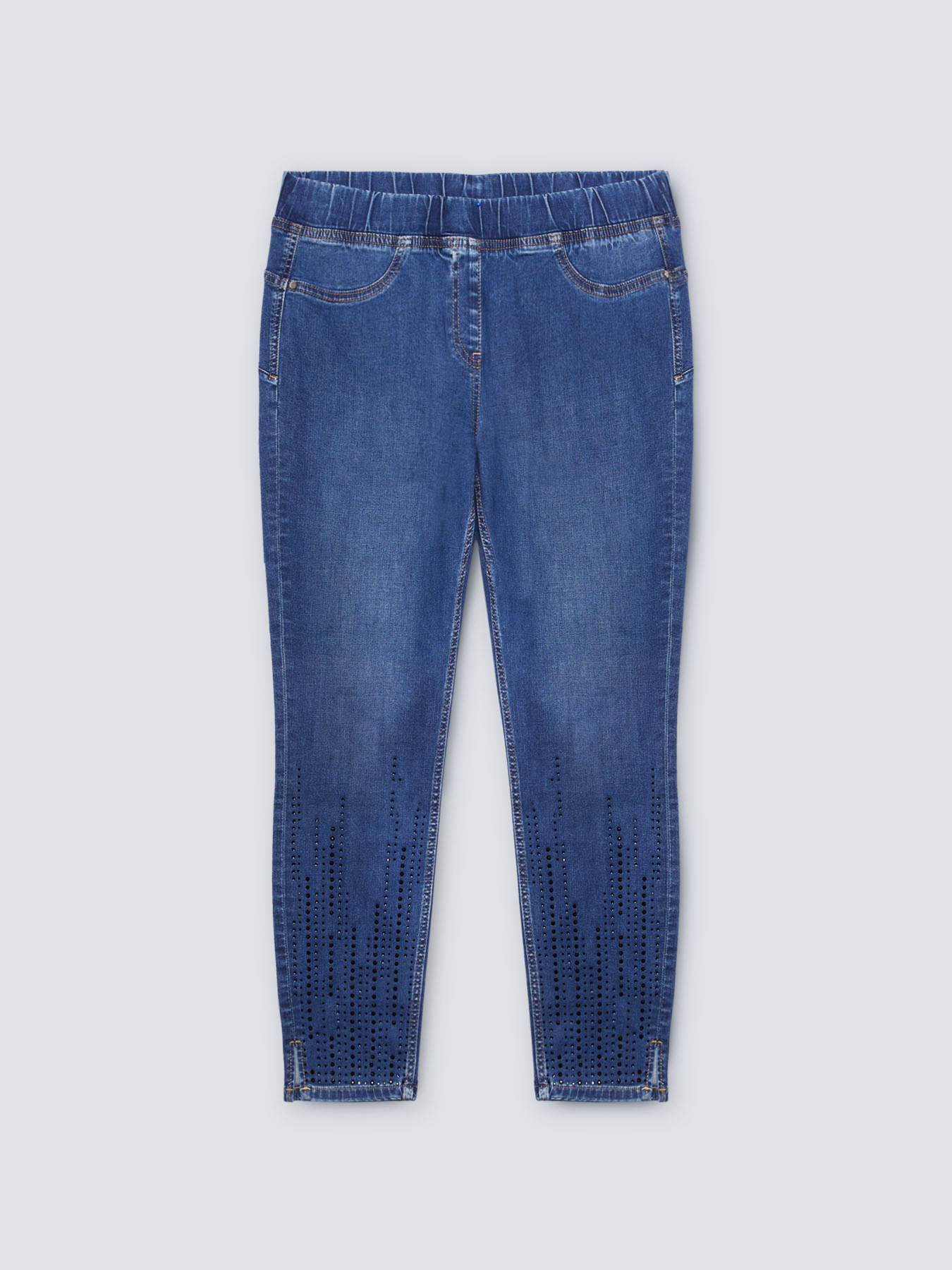 Diamante jeggings with rhinestones on the hem
