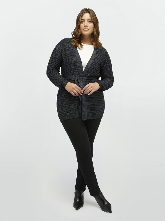 Lurex-Cardigan mit Gürtel