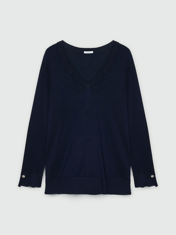 V-neck sweater in LENZING™ ECOVERO™ viscose