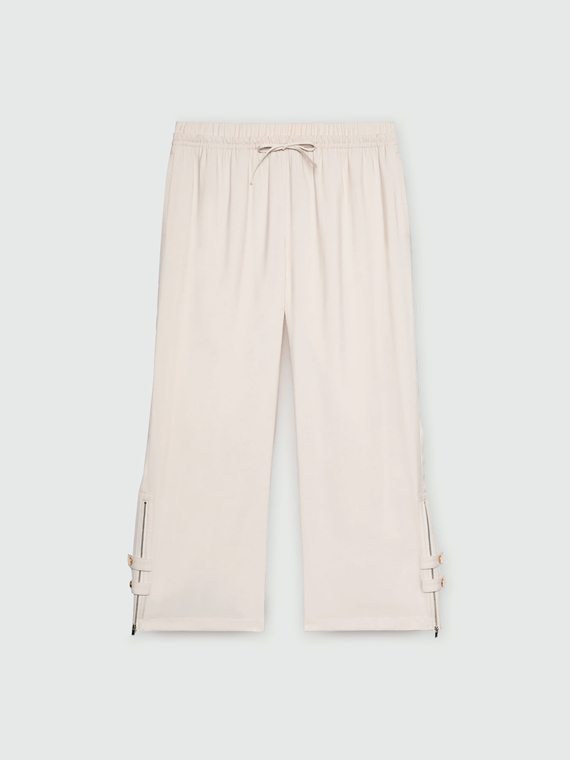 Pantaloni wide leg con zip al fondo