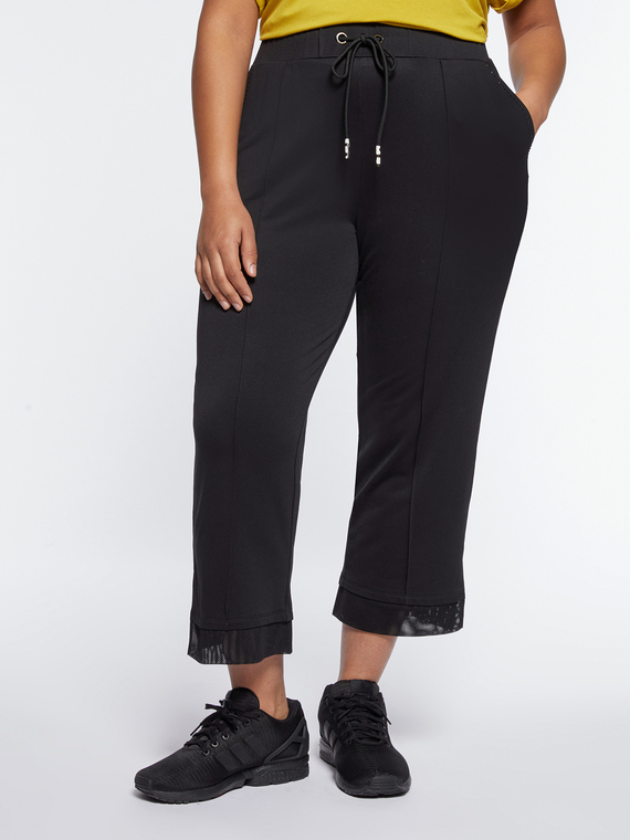 Pantalon cropped avec bords en tulle