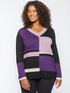 Maglia colour block con scollo a V image number 0