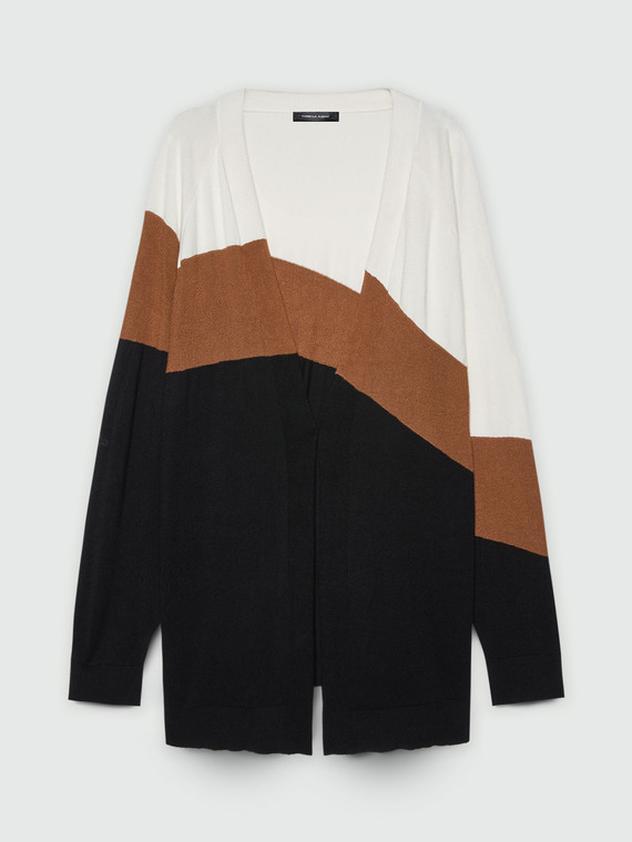 Colour block LENZING™ ECOVERO™ viscose cardigan