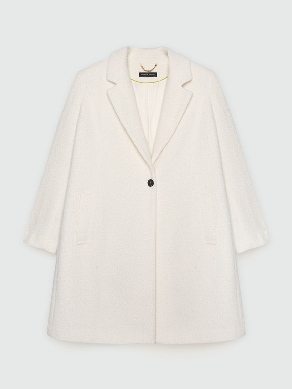 Soft white coat with button