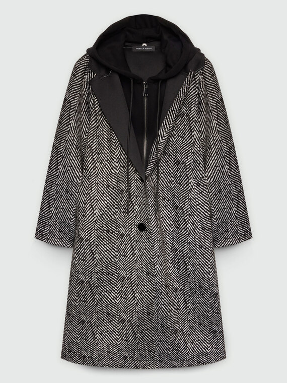 Cappotto in scuba con cappuccio