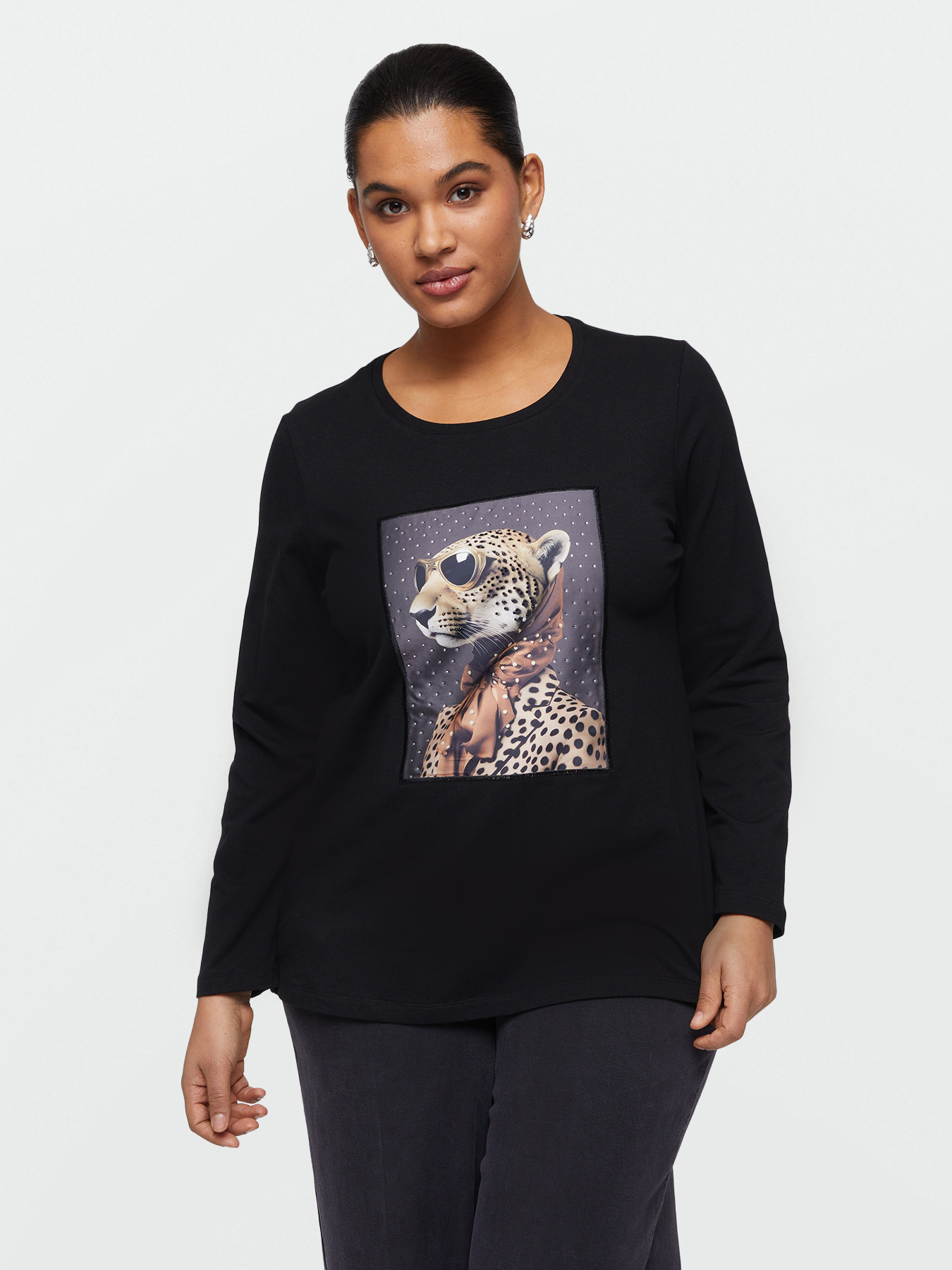 T-shirt maniche lunghe con stampa animali funny image number 0