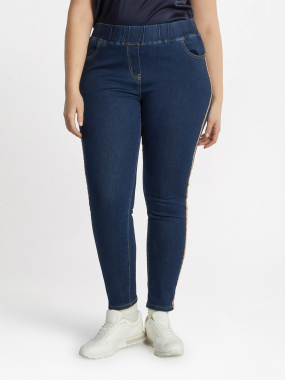 Jeggings lavaggio dark blue con profili dorati