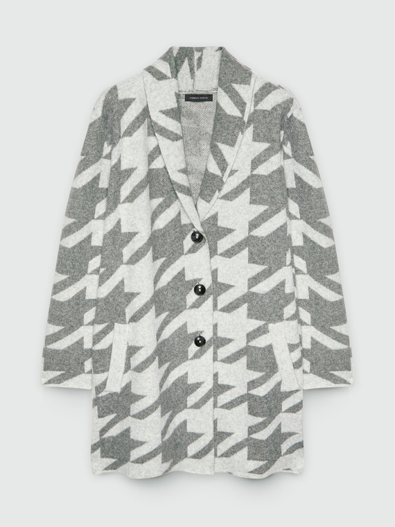 Oversized cardigan with Houndstooth pattern