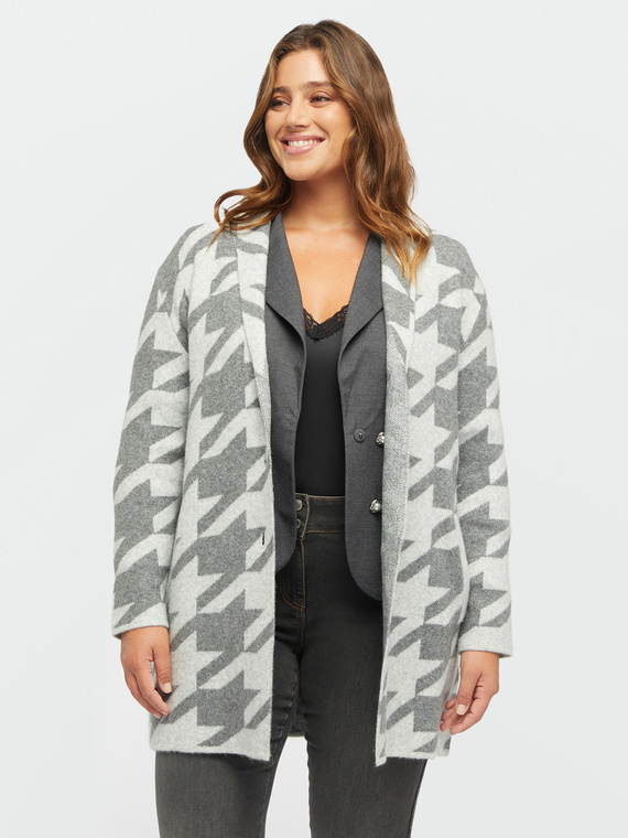 Oversized cardigan with Houndstooth pattern