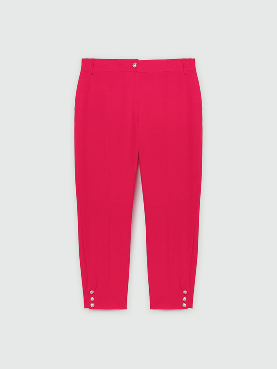 Pantaloni New York in tessuto stretch con bottoni gioiello