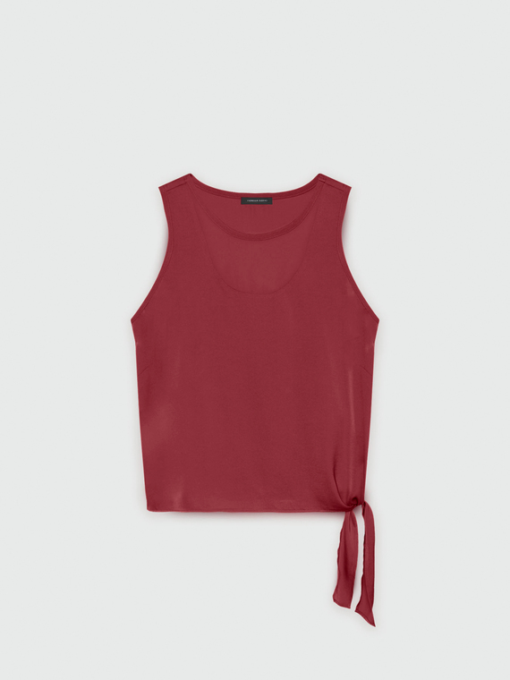 Top in raso con nodo sul fianco