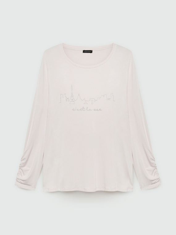 T-shirt con ricamo skyline Parigi