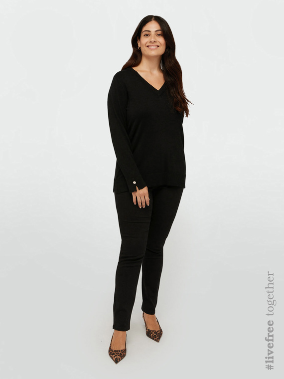 V-neck sweater in LENZING™ ECOVERO™ viscose