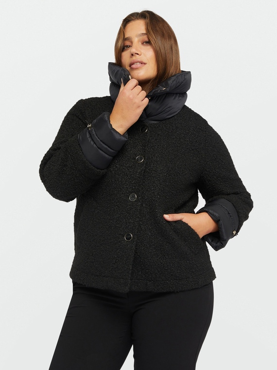 Winterjacke aus Nylon und Bouclé-Stoff