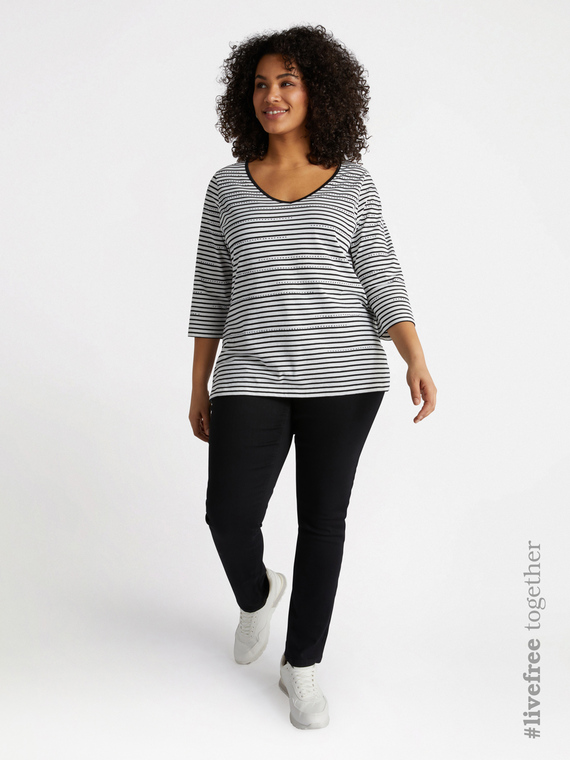 T-shirt a righe con strass