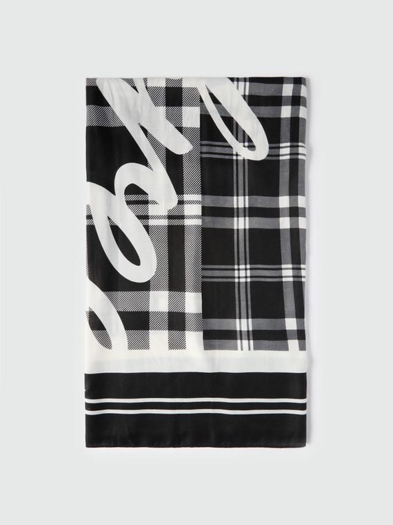 Chequered scarf with jumbo logo