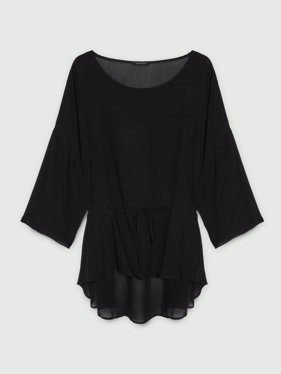 Loose blouse with drawstring waist