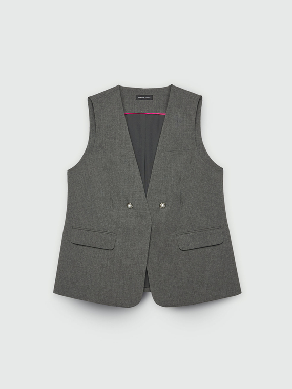 Grey mélange fabric waistcoat