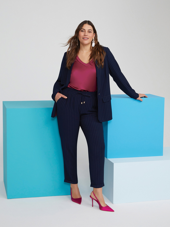 Pantaloni joggers in tessuto gessato