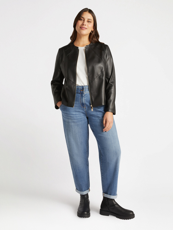 Giacca biker con parti in tessuto stretch