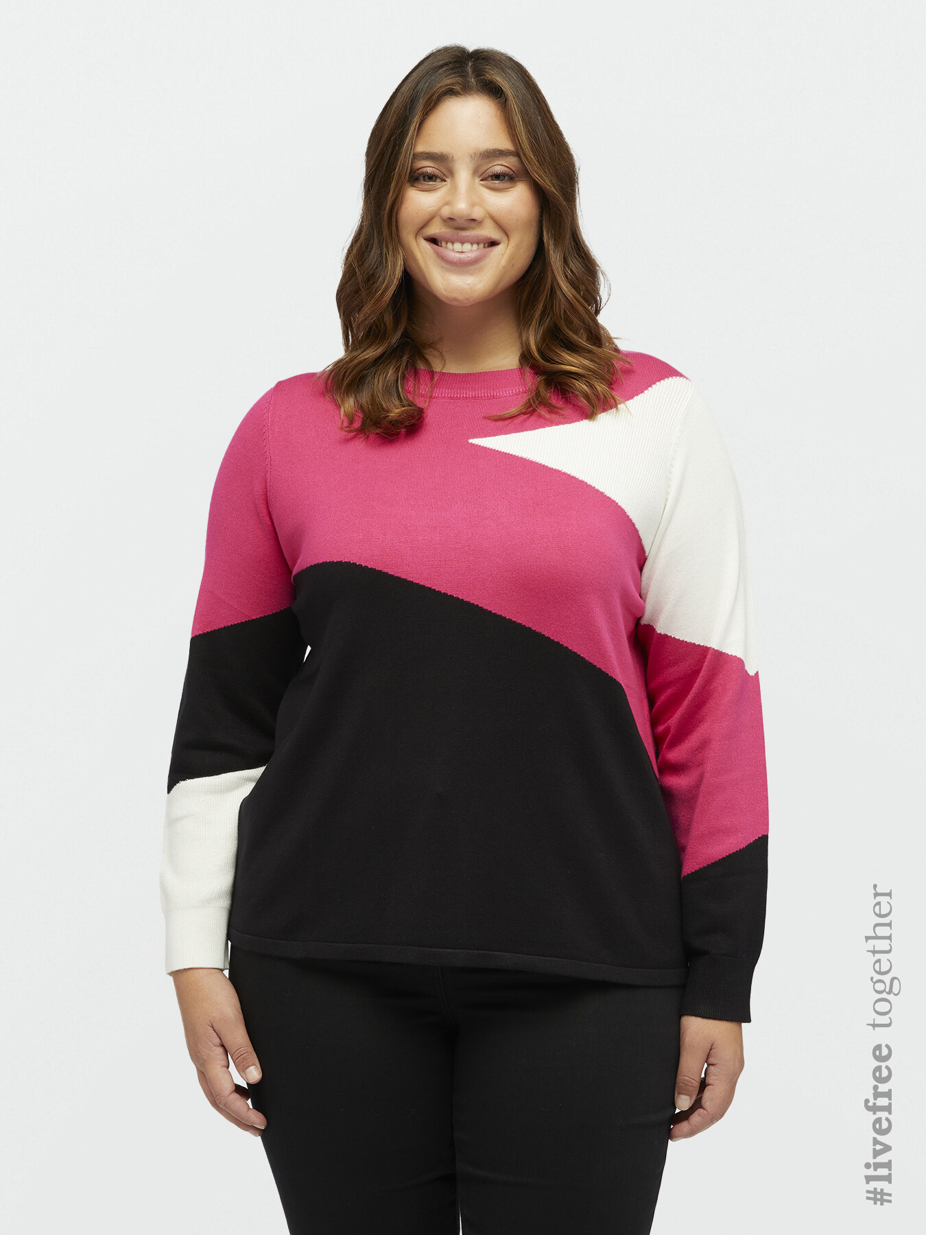 Maglia colour block in viscosa LENZING™ ECOVERO™ image number 0