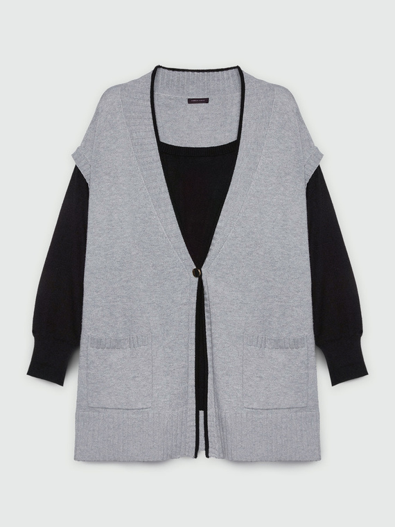 Zweifarbiger Cardigan aus LENZING™ ECOVERO™-Viskose