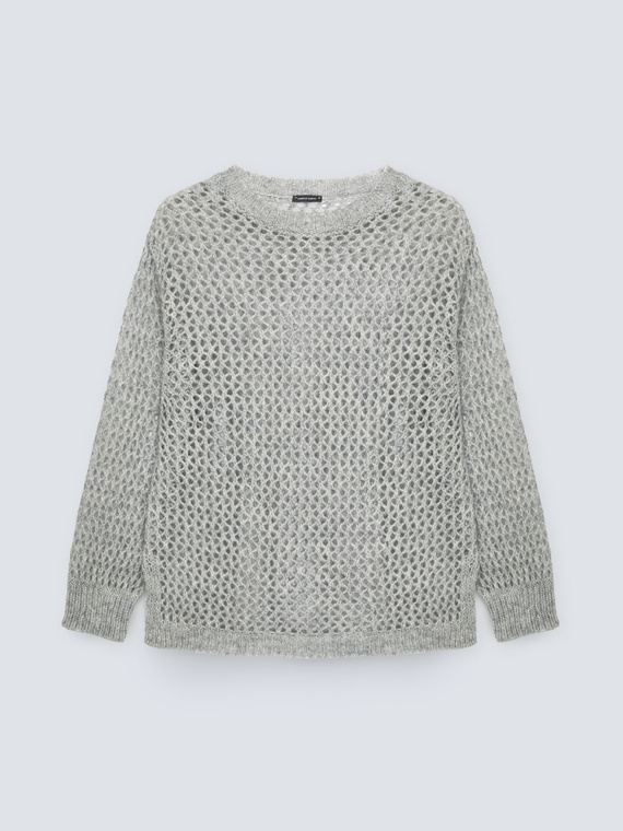 Mohair blend sweater with openwork