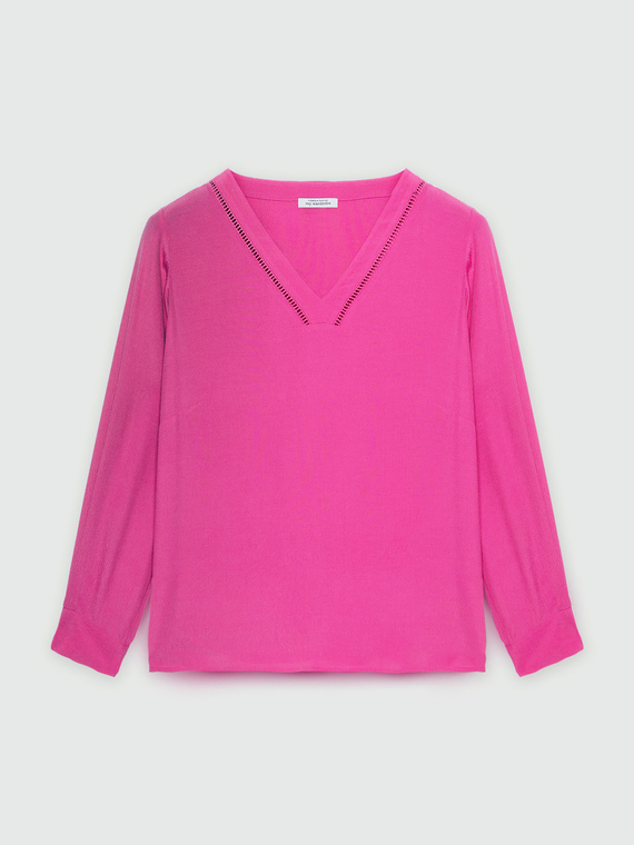 Blusa scollata a V con viscosa LENZING™ ECOVERO™