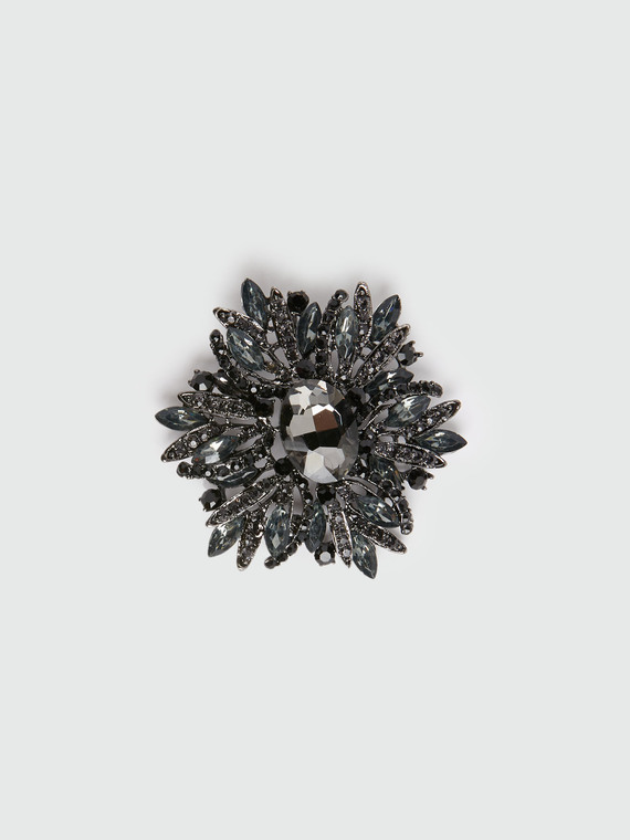 Flower rhinestone brooch