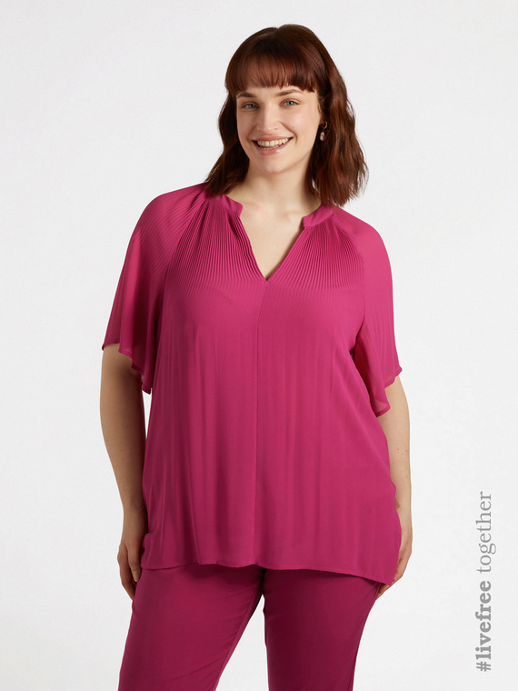 Blusa plissé con scollo a V