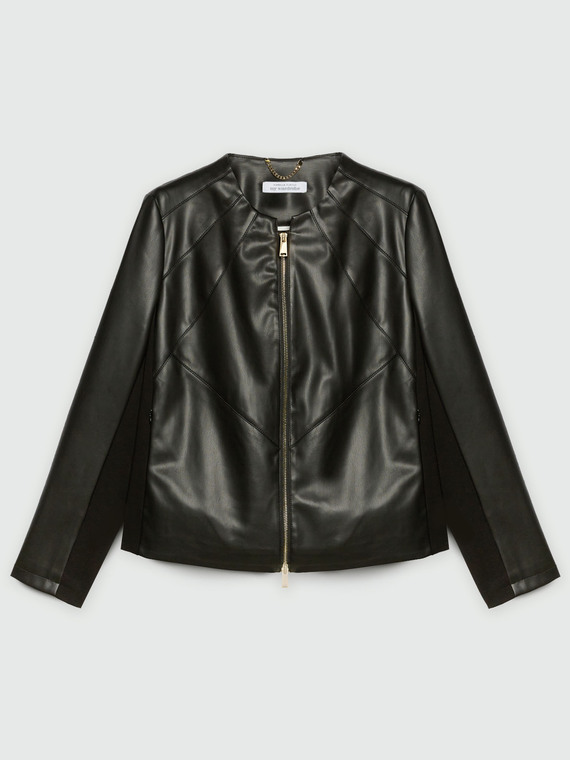 Giacca biker con parti in tessuto stretch