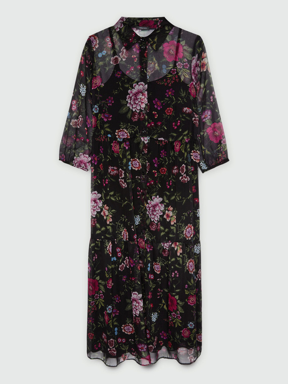 Vestito floreale chemisier lungo