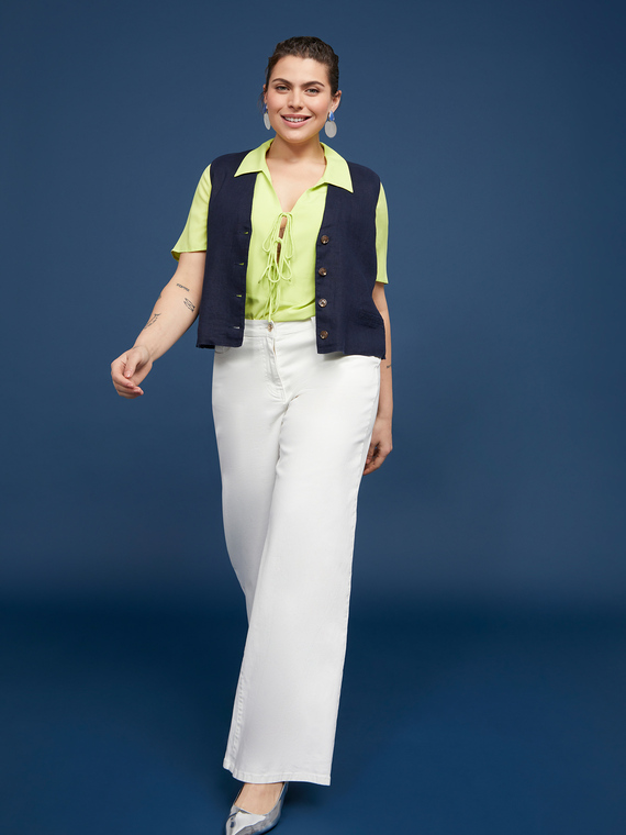 Pantaloni wide leg in cotone