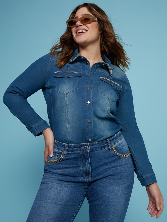 Camicia in denim con dettaglio catene