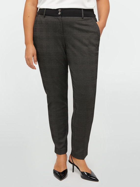 Checkered trousers with elasticated waist