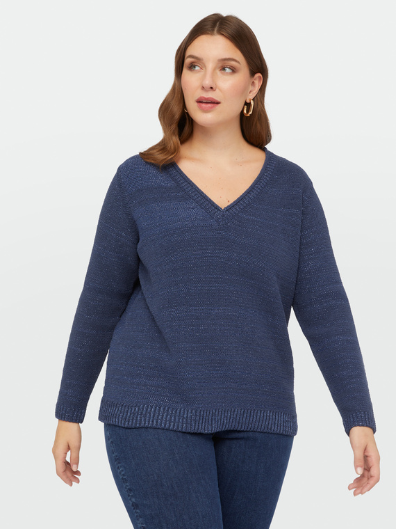 Lurex sweater with V-neck