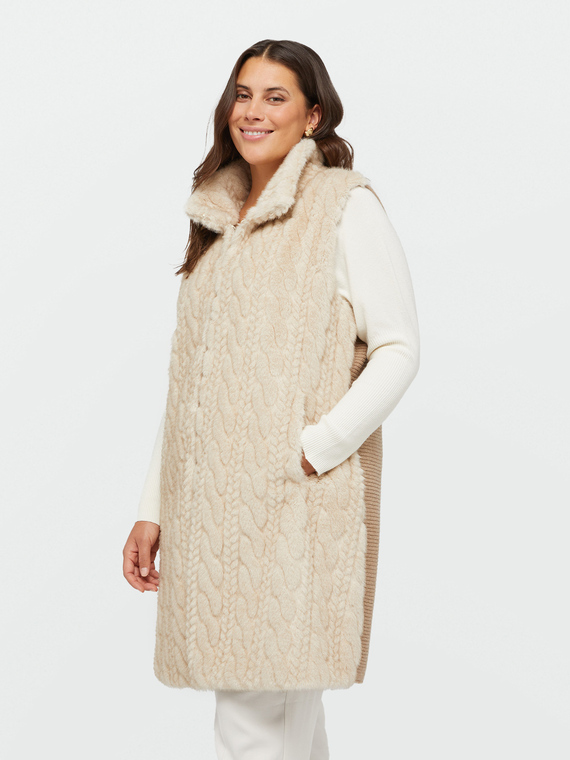 Maxi gilet misto lana morbido a trecce