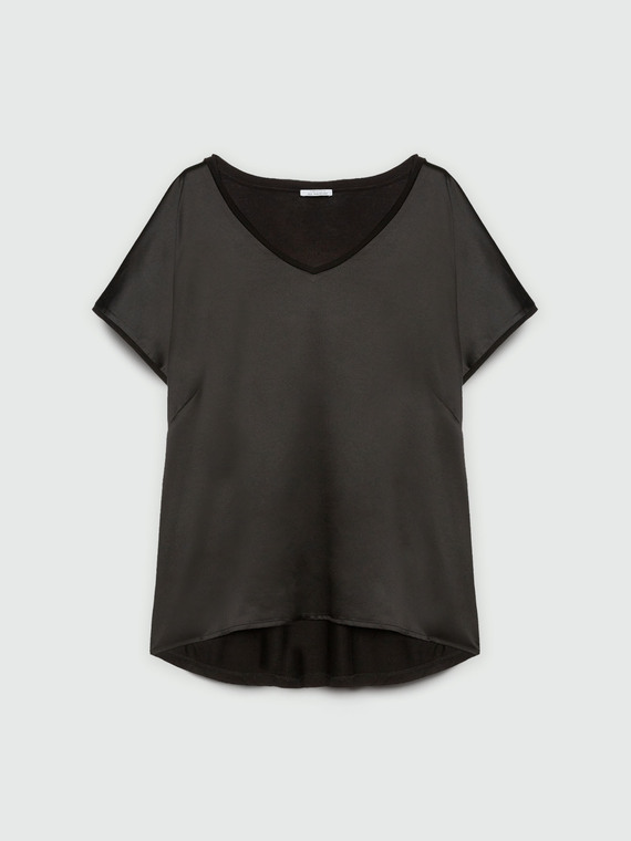 T-shirt in raso e jersey