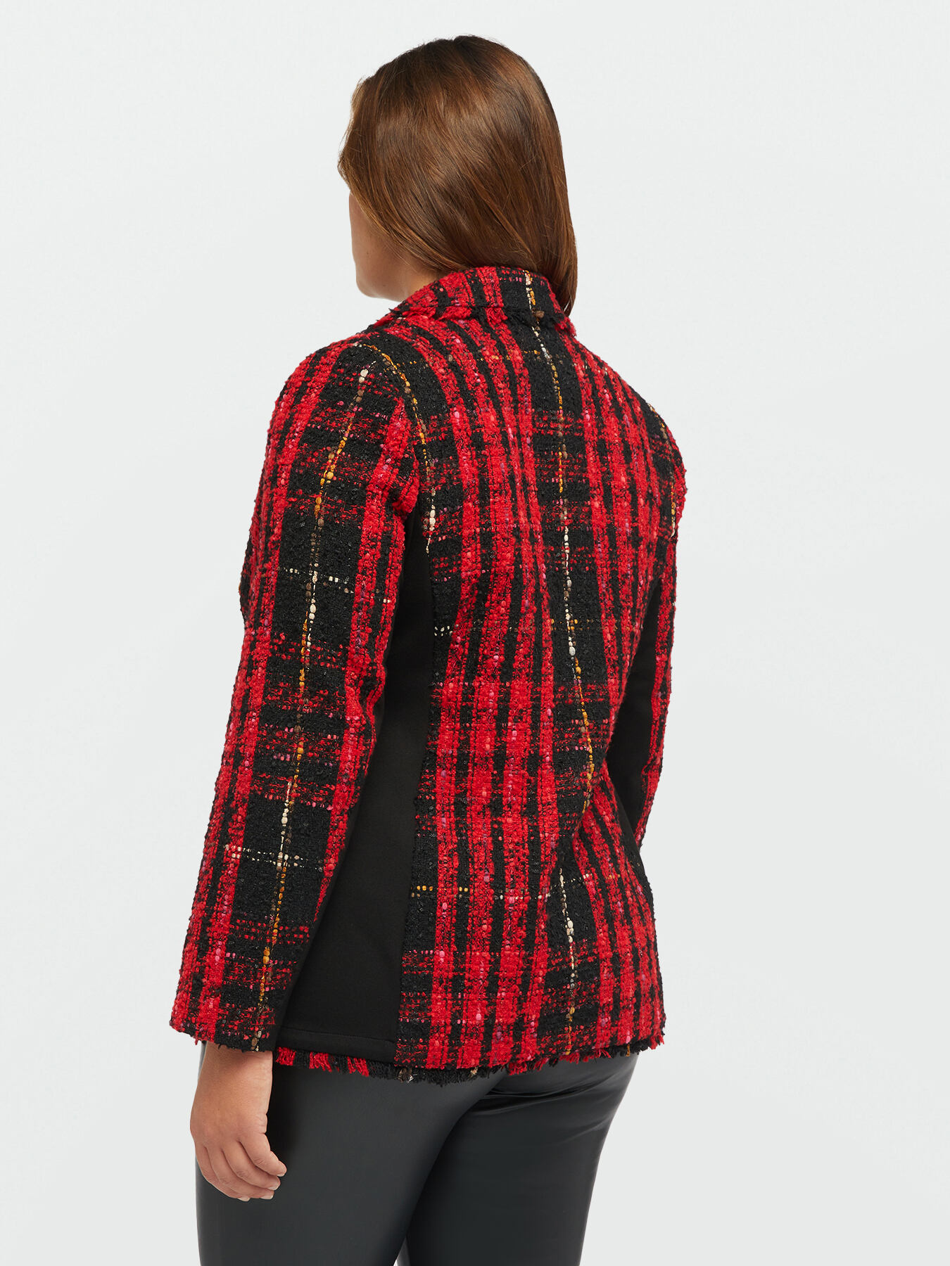 Giacca tartan con orli sfrangiati