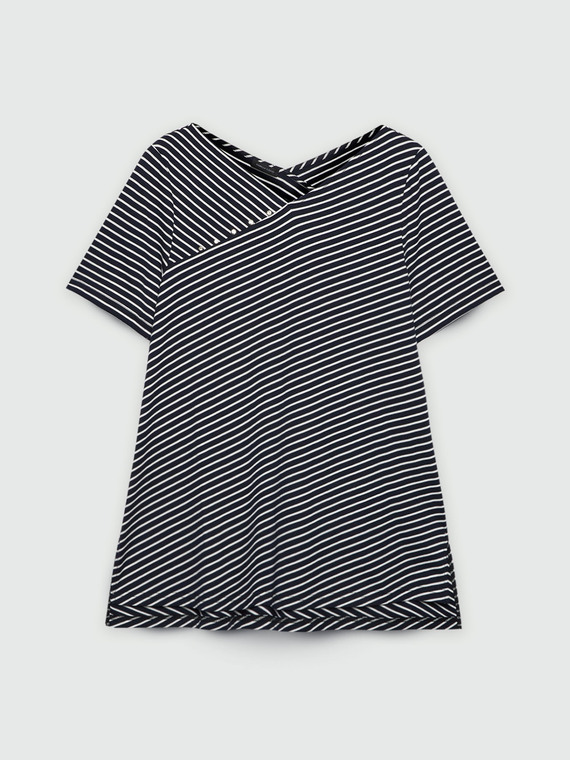 T-shirt a righe con strass