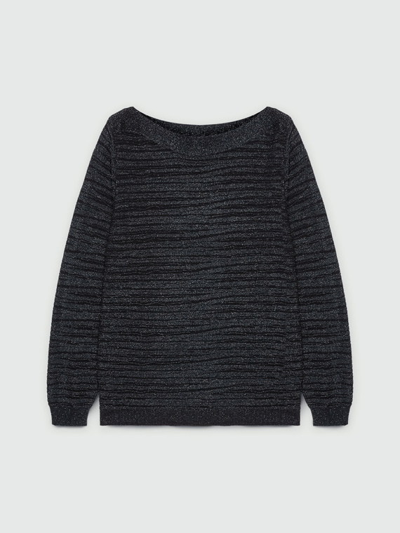 Lurex-Barré-Rippenpullover