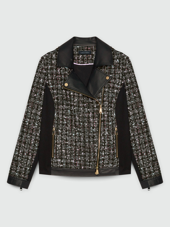 Giacca biker in tweed