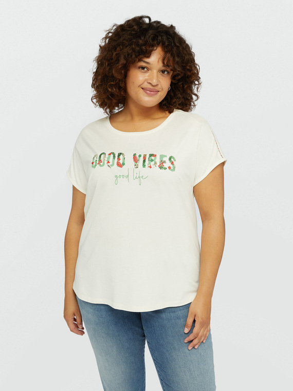 T-shirt with embroidered writing