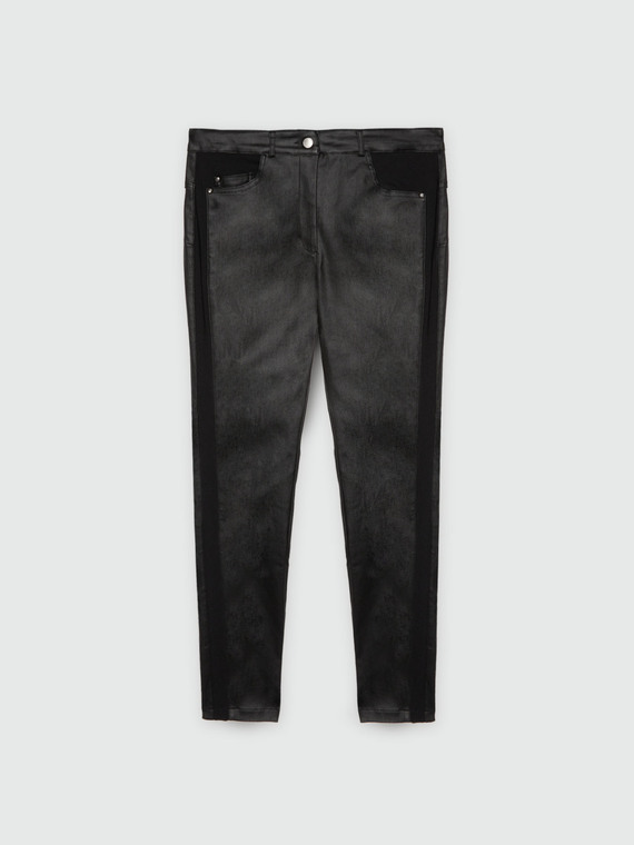 Dual-fabric skinny trousers